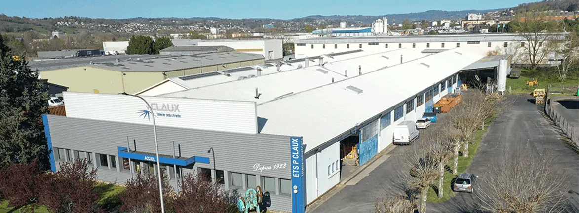 Vue aérienne de l'usine CLAUX à Brive-la-Gaillarde